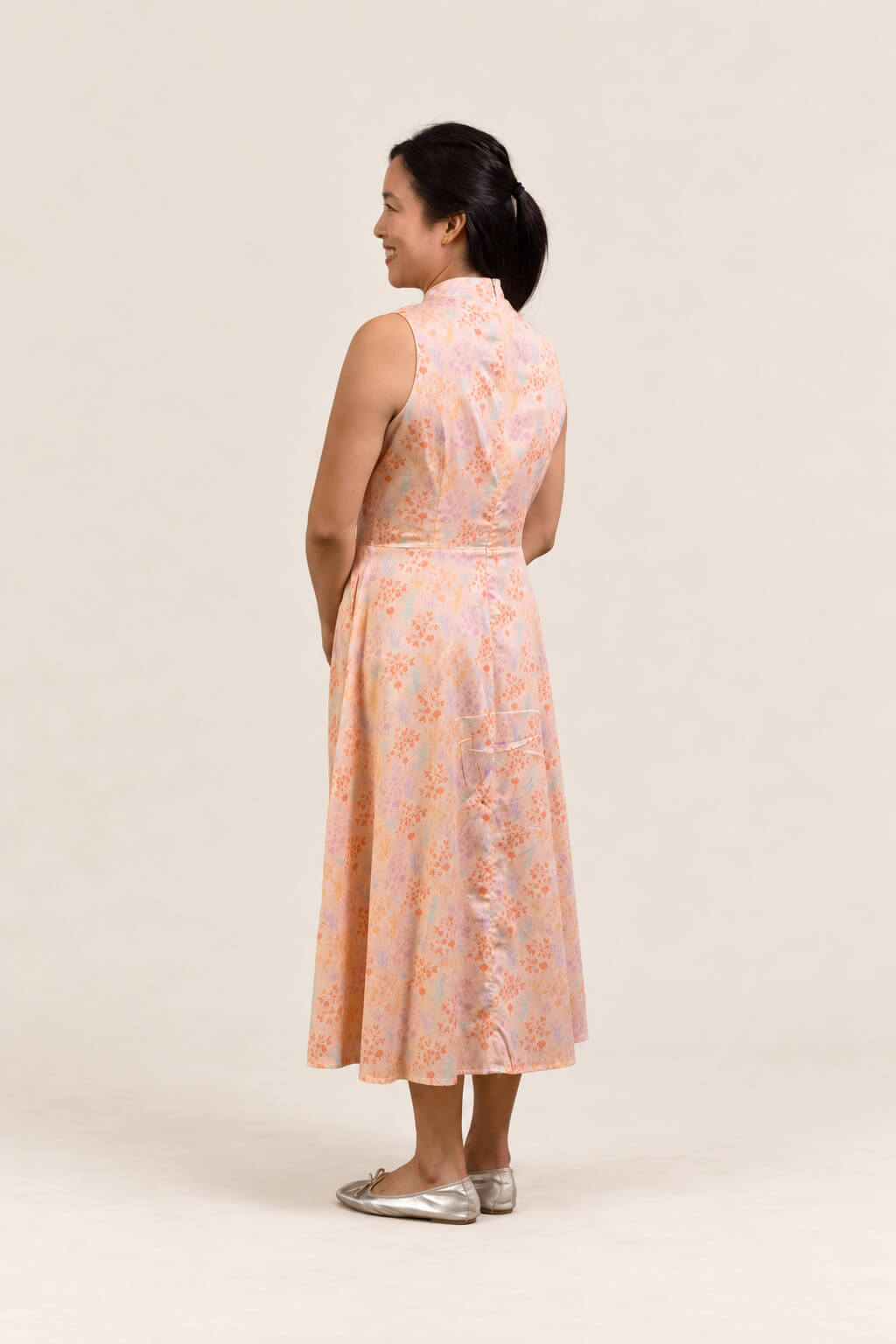 Ladies Alexis Cheongsam - Pink Floral Bamboo