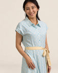 Ladies Shirly Dress - Teal Plaid Tiles
