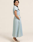 Ladies Shirly Dress - Teal Plaid Tiles