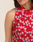 Ladies Heidi Cheongsam - Red Fans