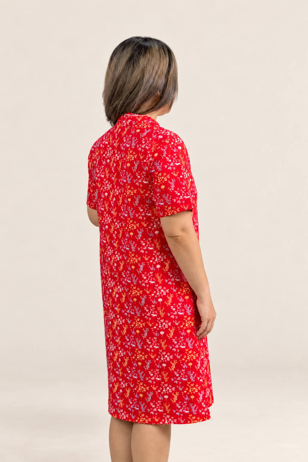 Ladies Wendy Cheongsam - Red Floral Bamboo