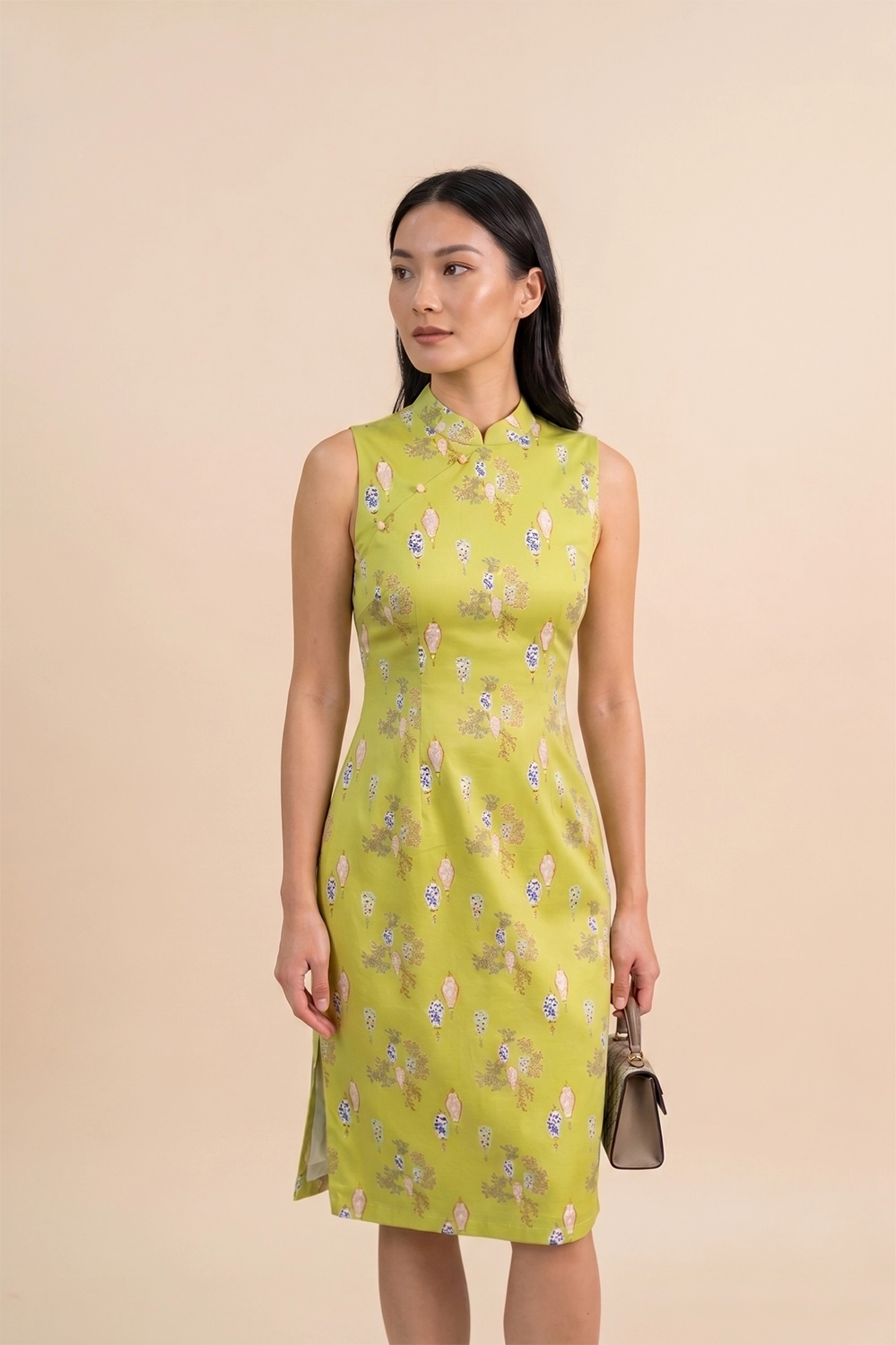 Ladies Mini Peony Cheongsam - Yellow Lanterns