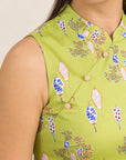 Ladies Mini Peony Cheongsam - Yellow Floral Lanterns