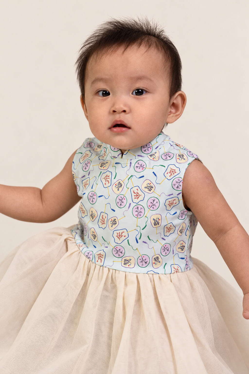 Jersey Luna Tulle Onesie - Blue Fans