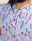 Jersey Luna Cheongsam - Blue Lucky Bamboo back