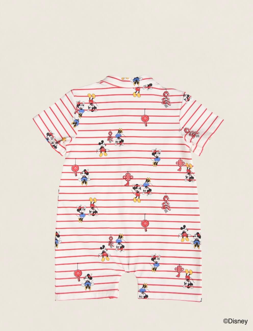 Mandarin-collared Polo Romper - Firecracker Mickey