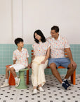 Matching family outfits in Childhood Games print by Elly.