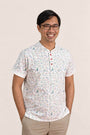 Men's Mandarin-collared Polo Tee - Zodiac Mahjong