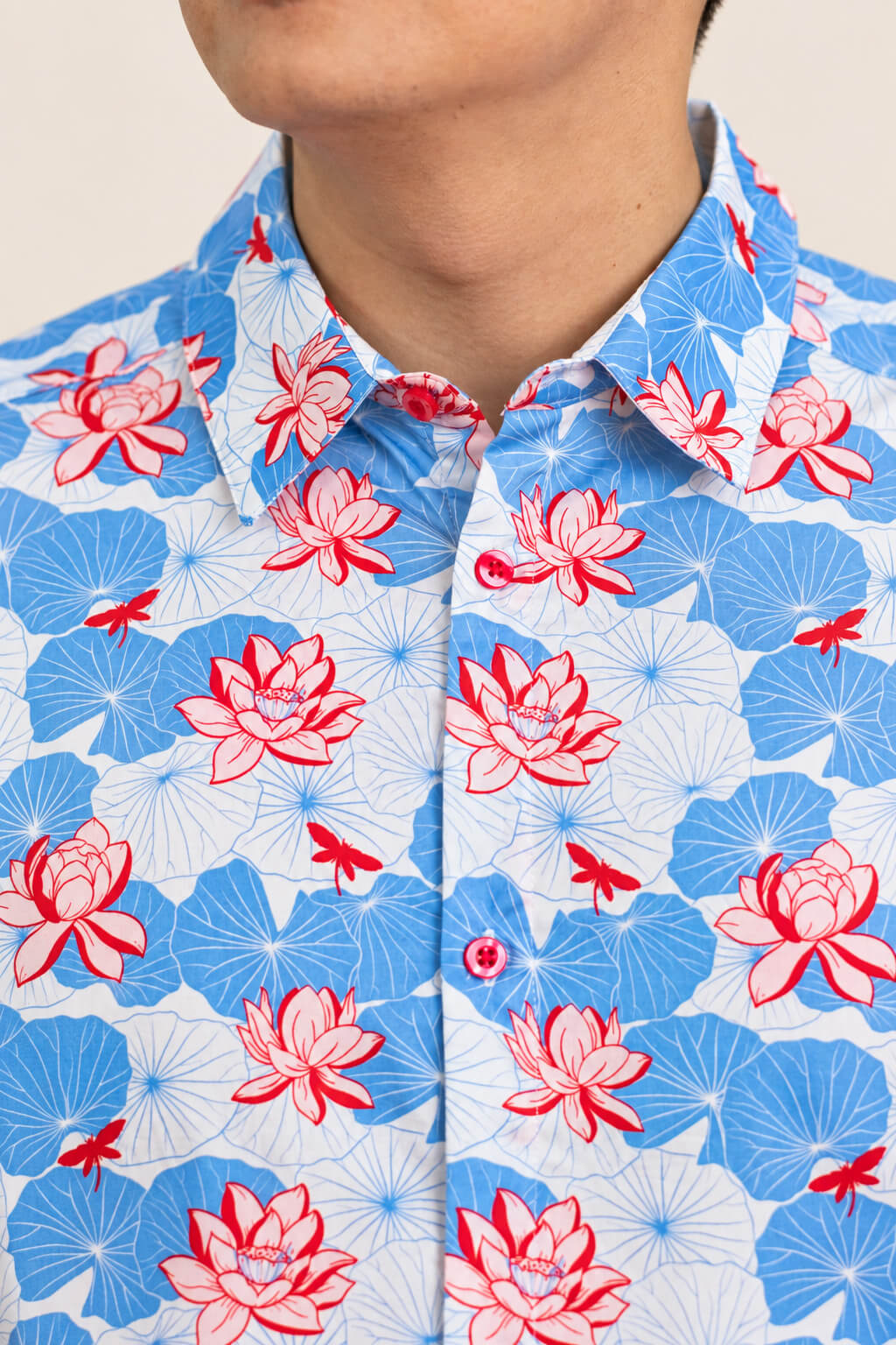 Men's Shirt - Blue Lotus closeup