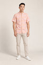Men's Mandarin-collared Shirt - Pink Floral Bamboo