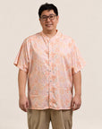 Men's Mandarin-collared Shirt - Pink Floral Bamboo