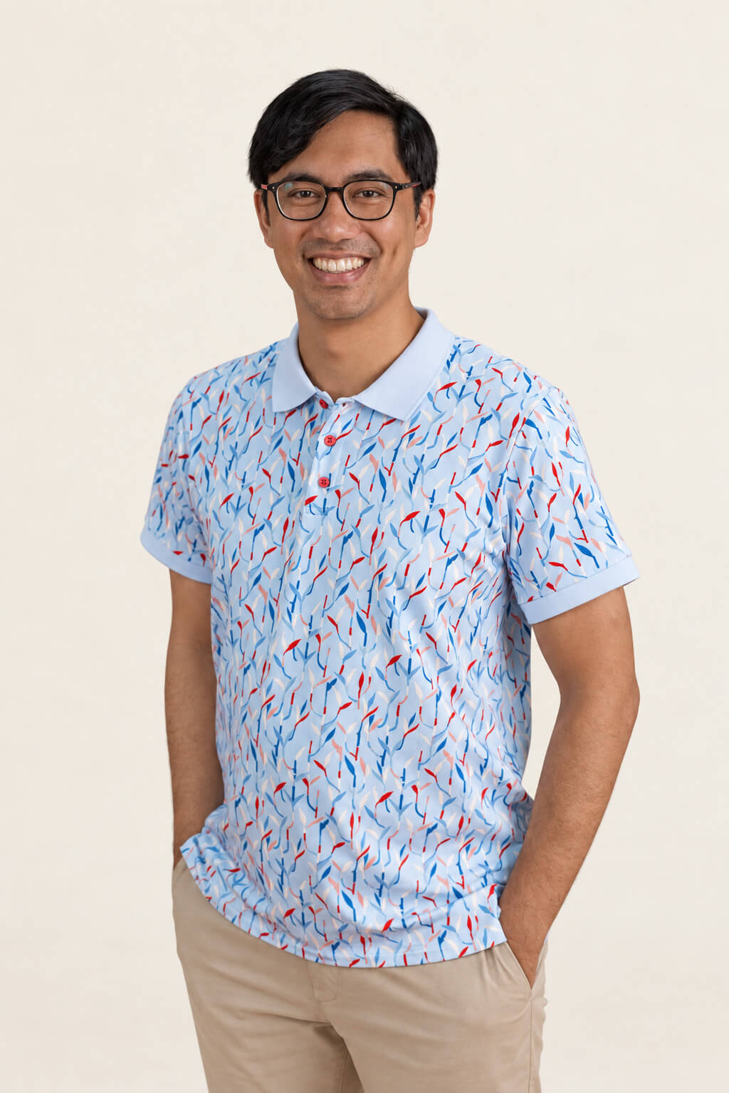 Men's Polo Tee - Blue Lucky Bamboo