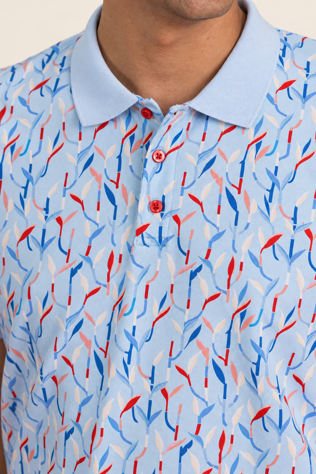Men's Polo Tee - Blue Lucky Bamboo