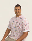 Men's Mandarin-collared Polo Tee - Firecracker Mickey