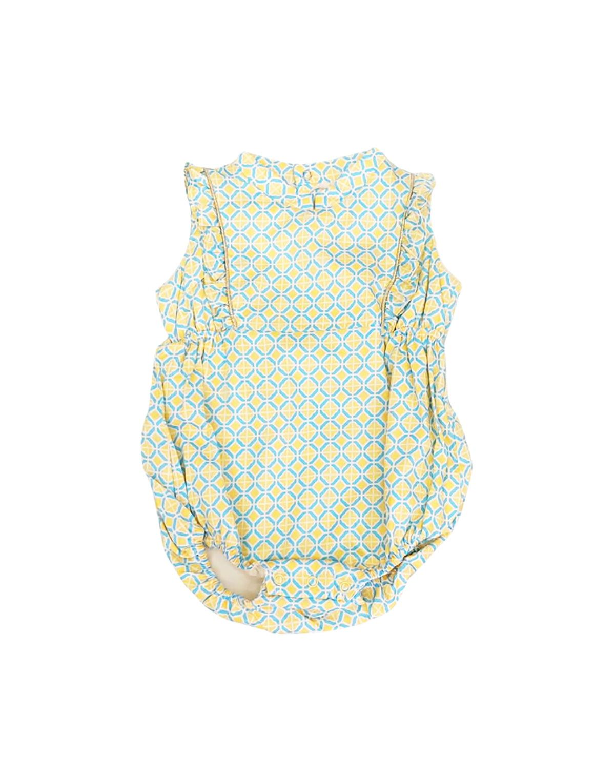 Mia Onesie - Yellow Blue Mosaic