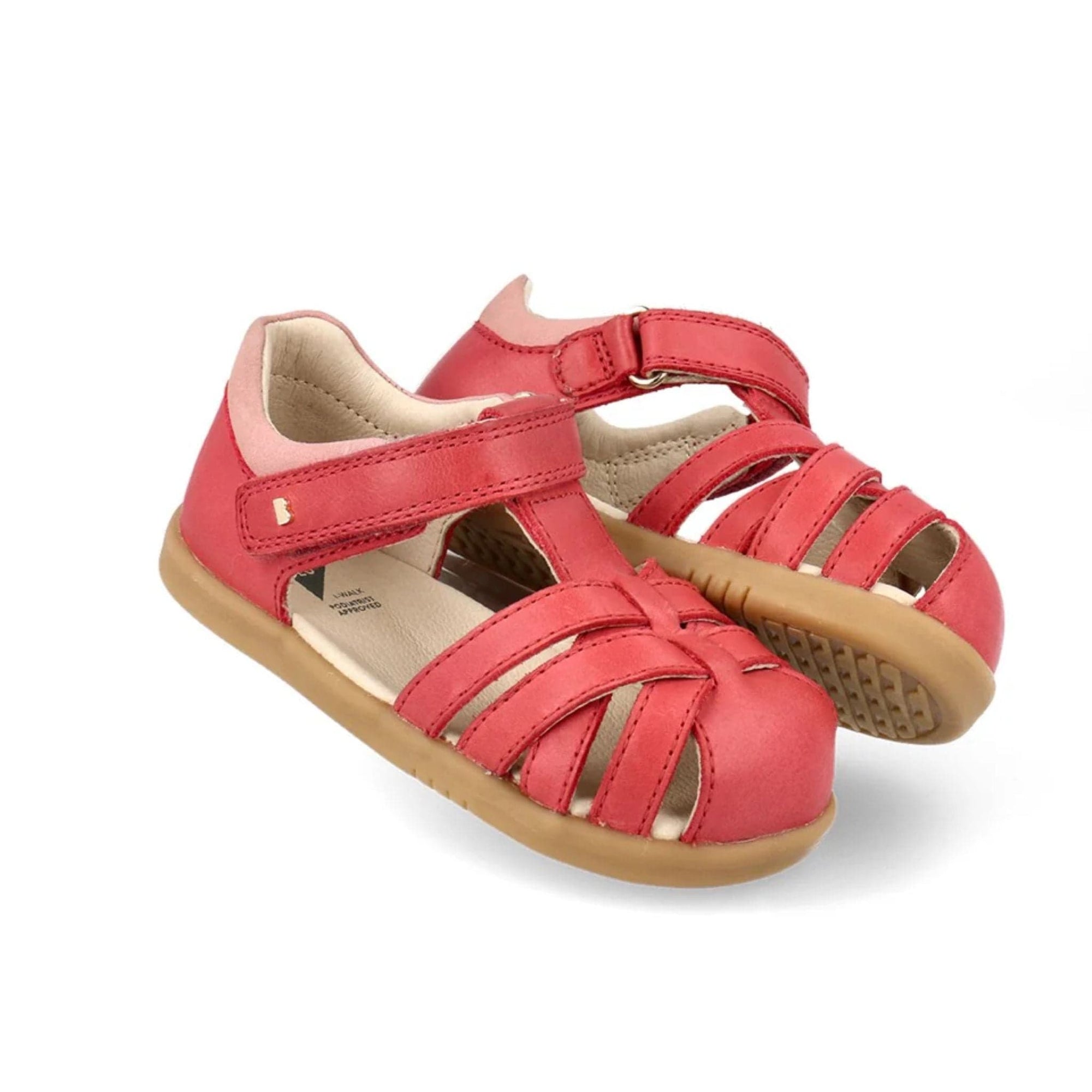 Bobux Mineral Red &amp; Rose Cross Jump Sandals i-Walk