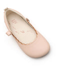 Side view of Tip Toey Joey Misty in Papaya Cream / Metallic Salmon