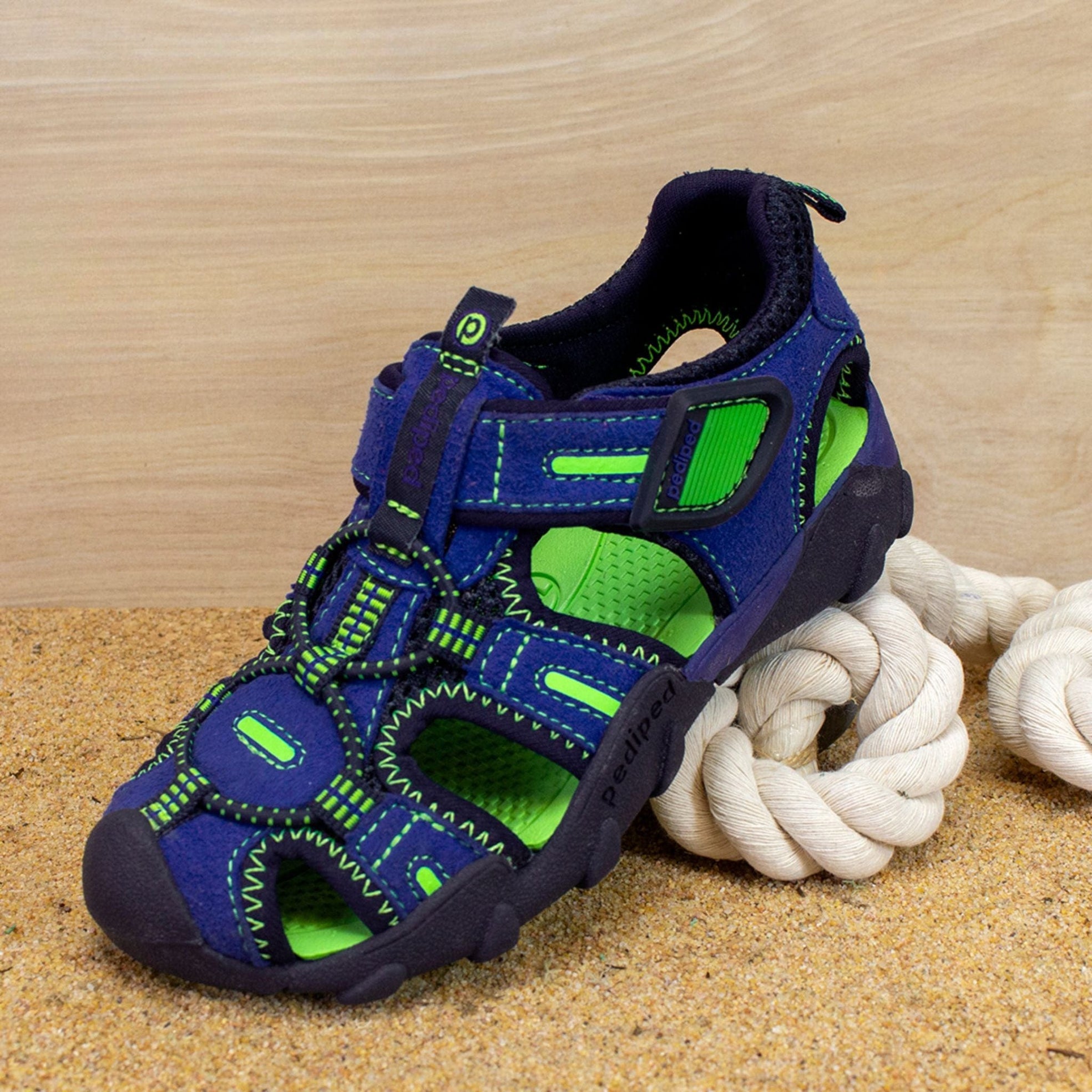 Blue and green kids' sandal