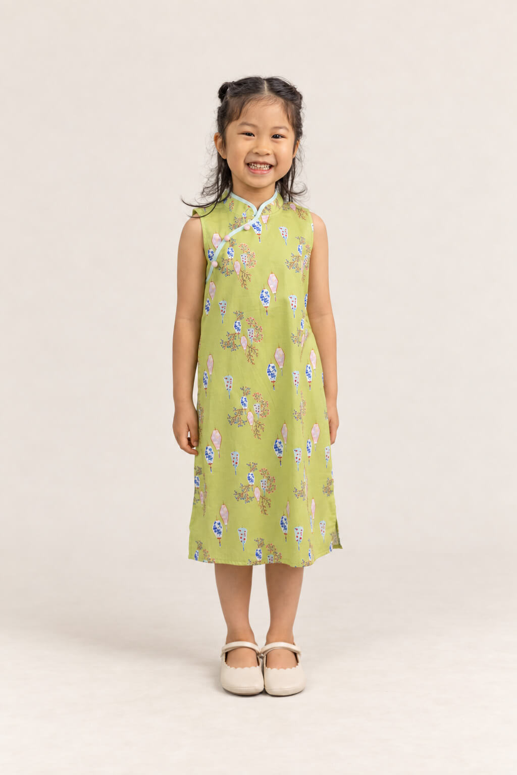 Peony Cheongsam - Yellow Floral Lanterns