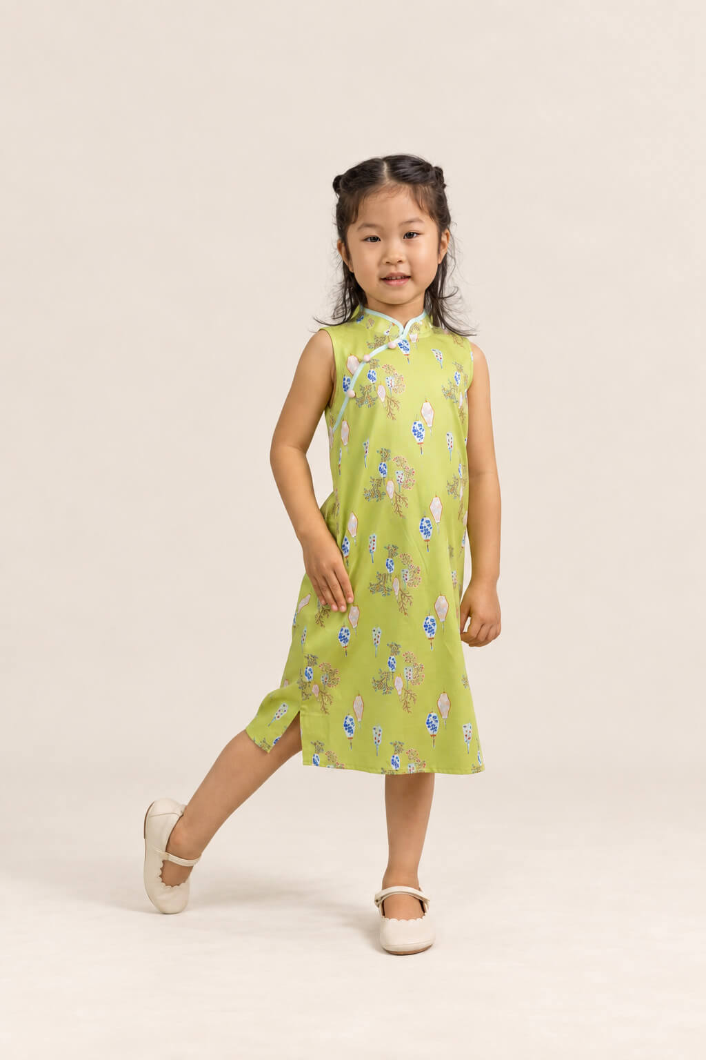 Peony Cheongsam - Yellow Floral Lanterns