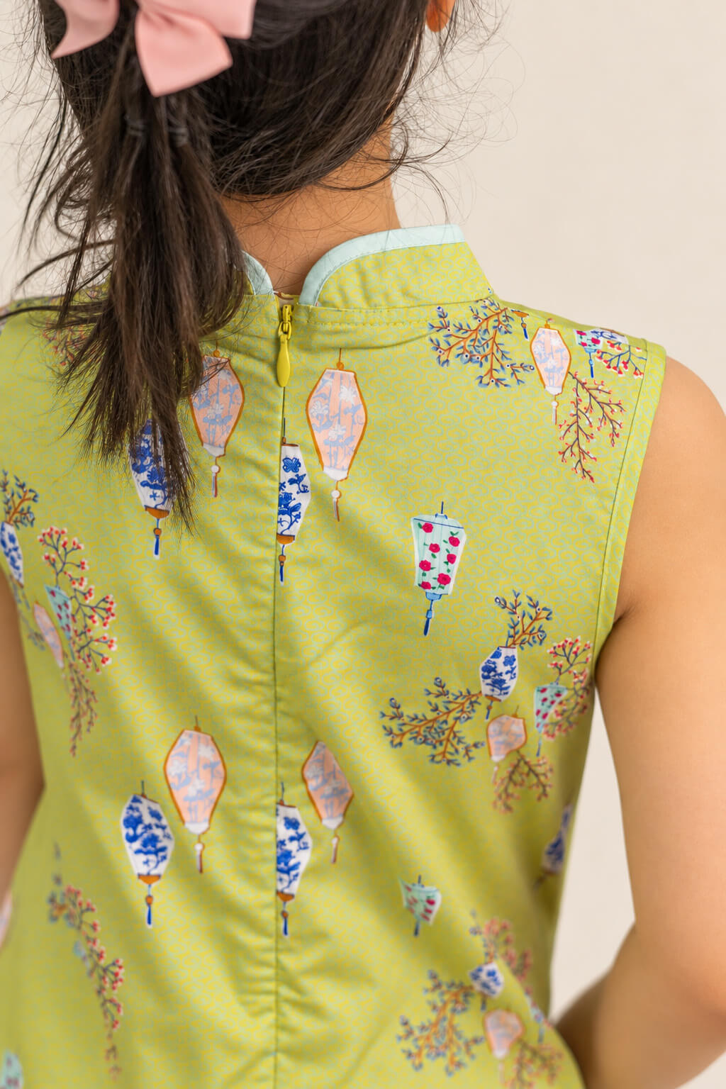 Peony Cheongsam - Yellow Floral Lanterns