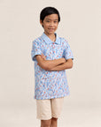 Polo Tee - Blue Lucky Bamboo