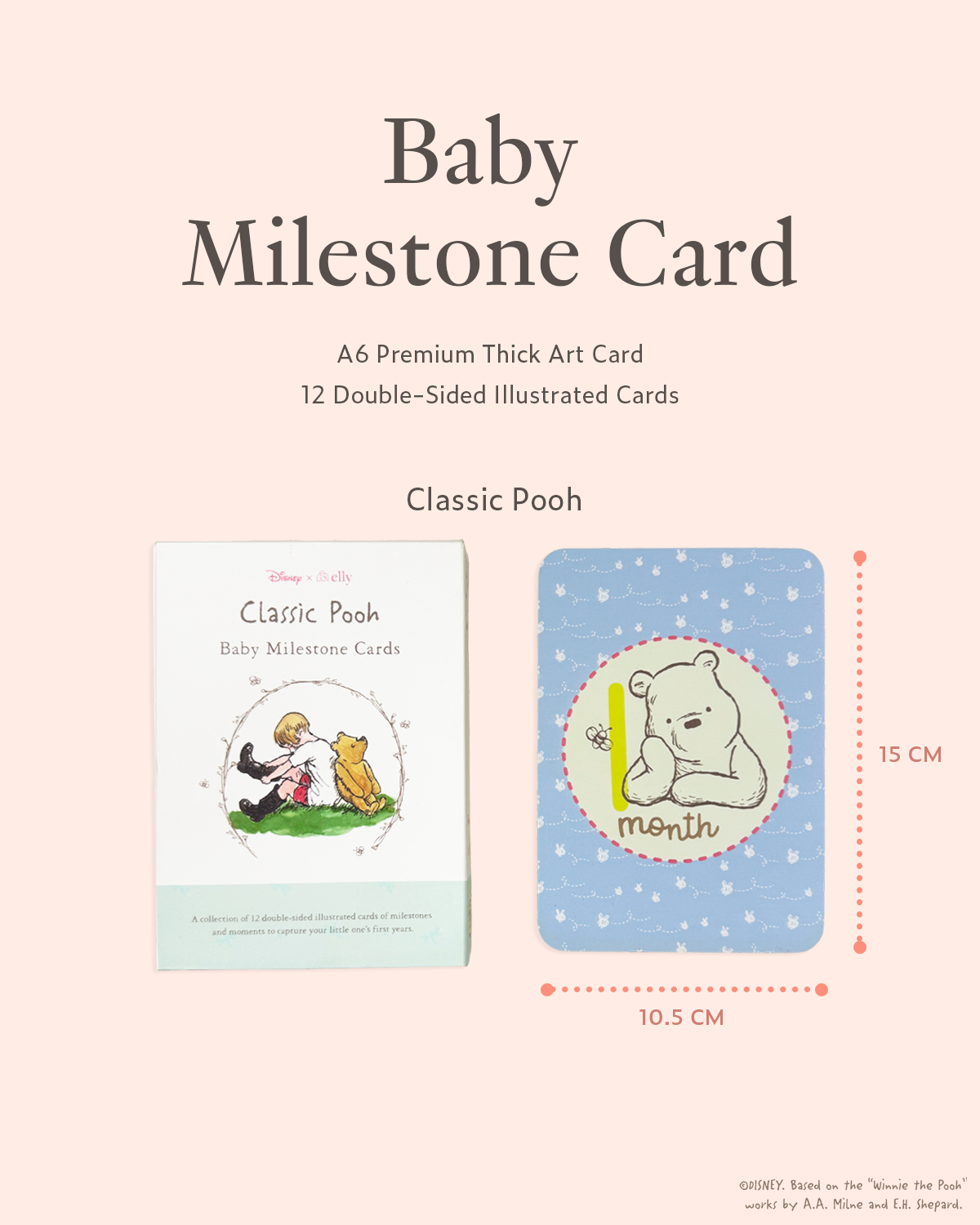 Baby milestone card set in classic pooh illustrations 