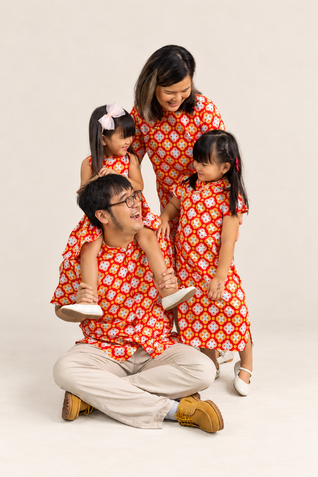 Cheongsam - Red Lucky Coins family