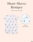 Short-sleeve romper with Blue Hello Mickey design
