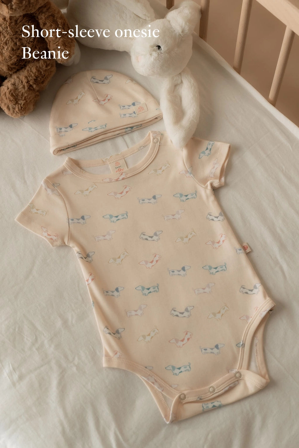 Short-Sleeve Onesie - Rainbow Hot Dogs