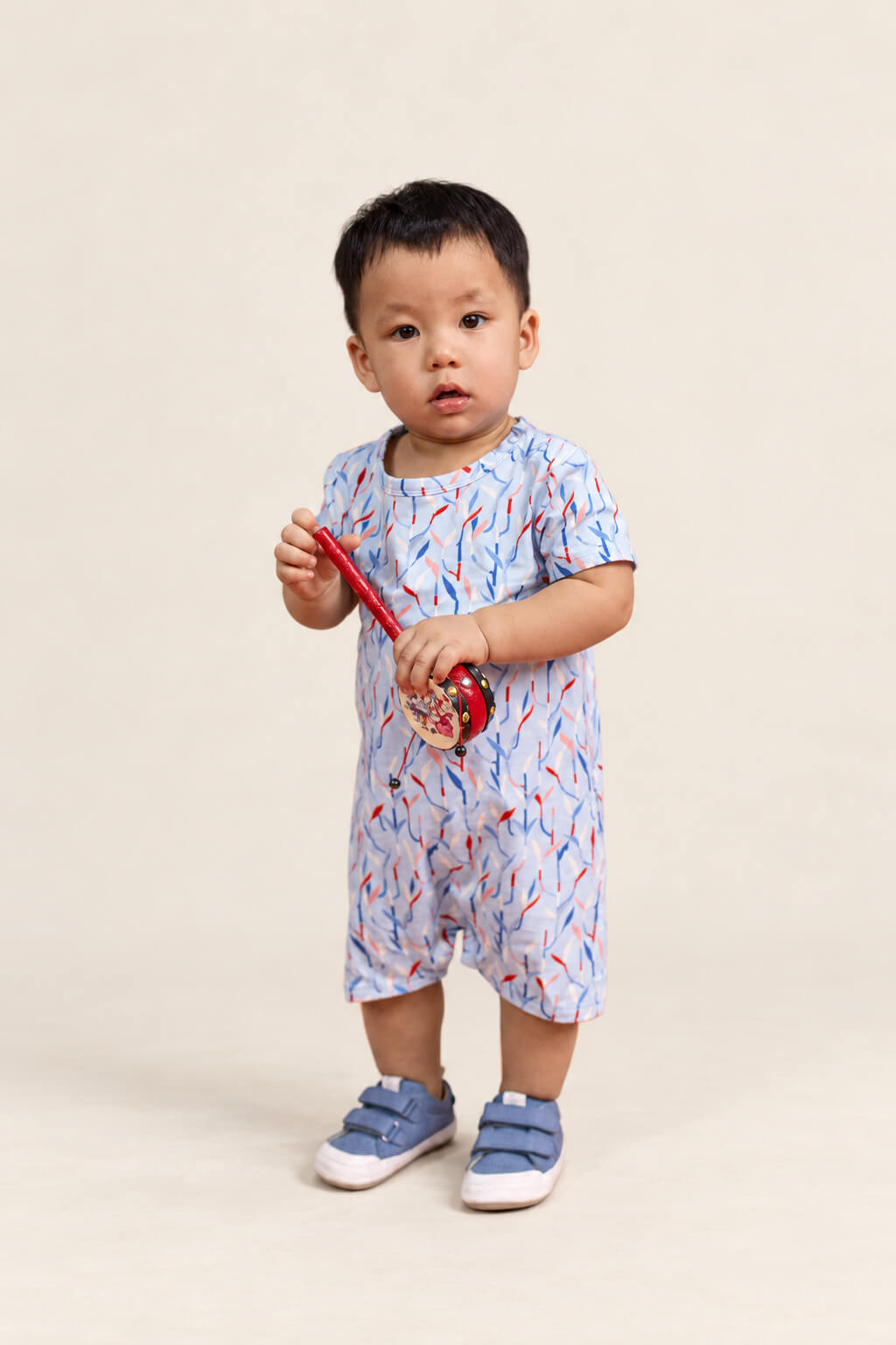 Short-sleeve Romper - Blue Lucky Bamboo