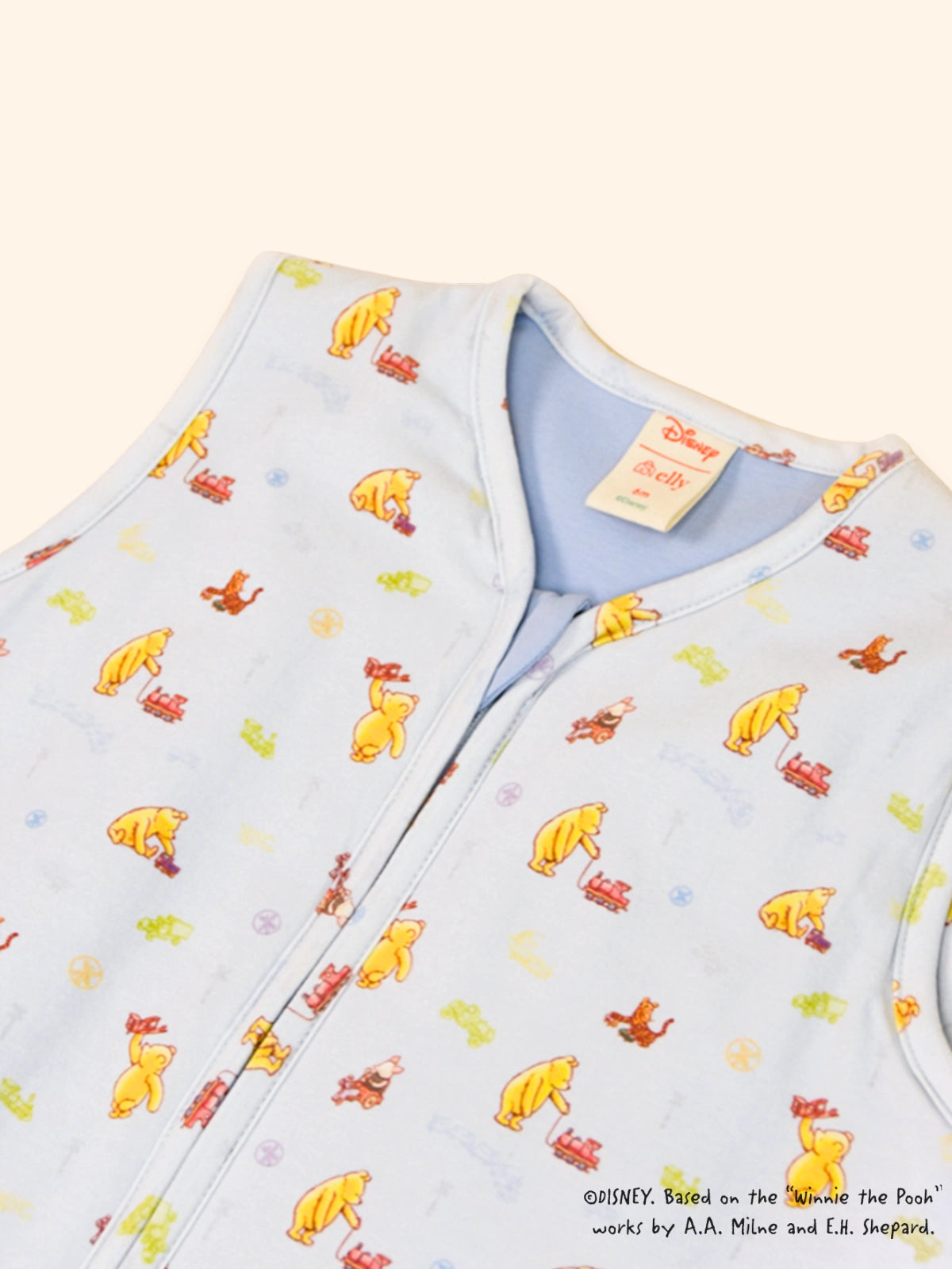 Sleeping bag blue trains pooh