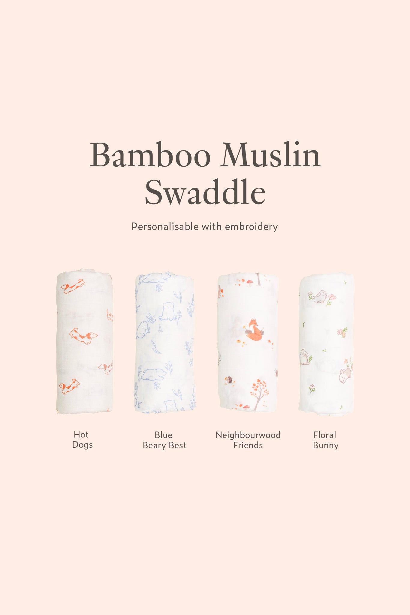 Bamboo Muslin Swaddles | Personalisable 