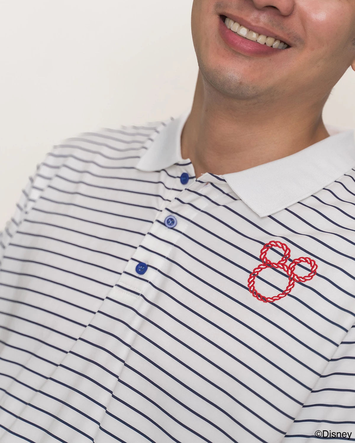 close up mens polo tee in stripes sailor mickey 