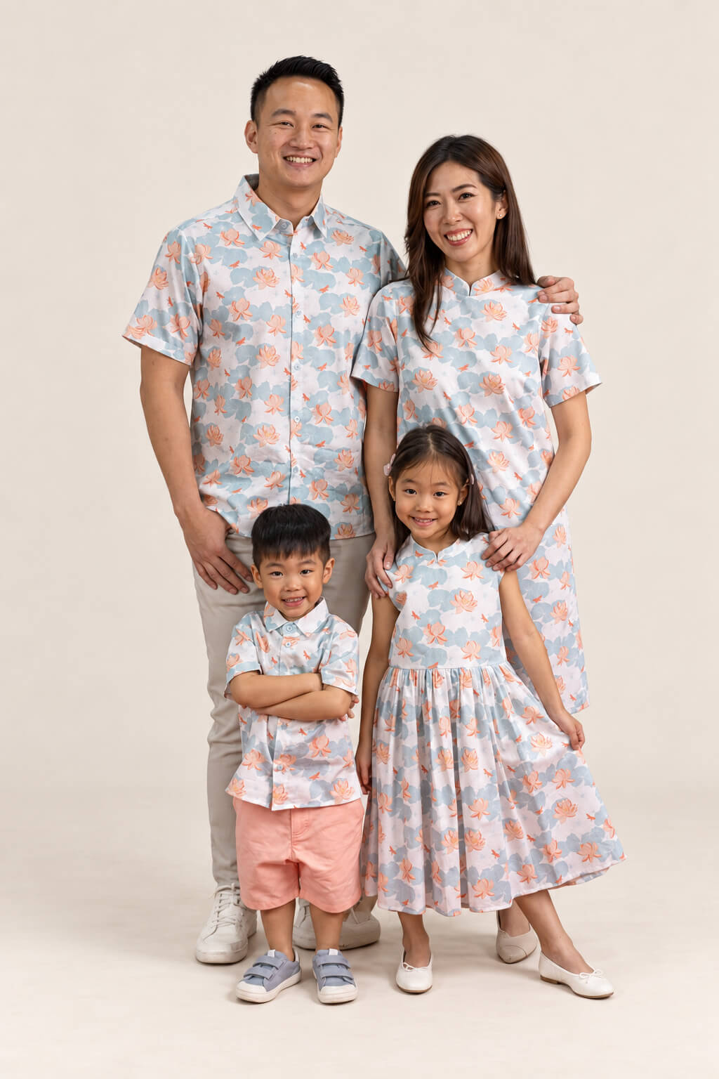 Twirly Cheongsam - Teal Lotus family