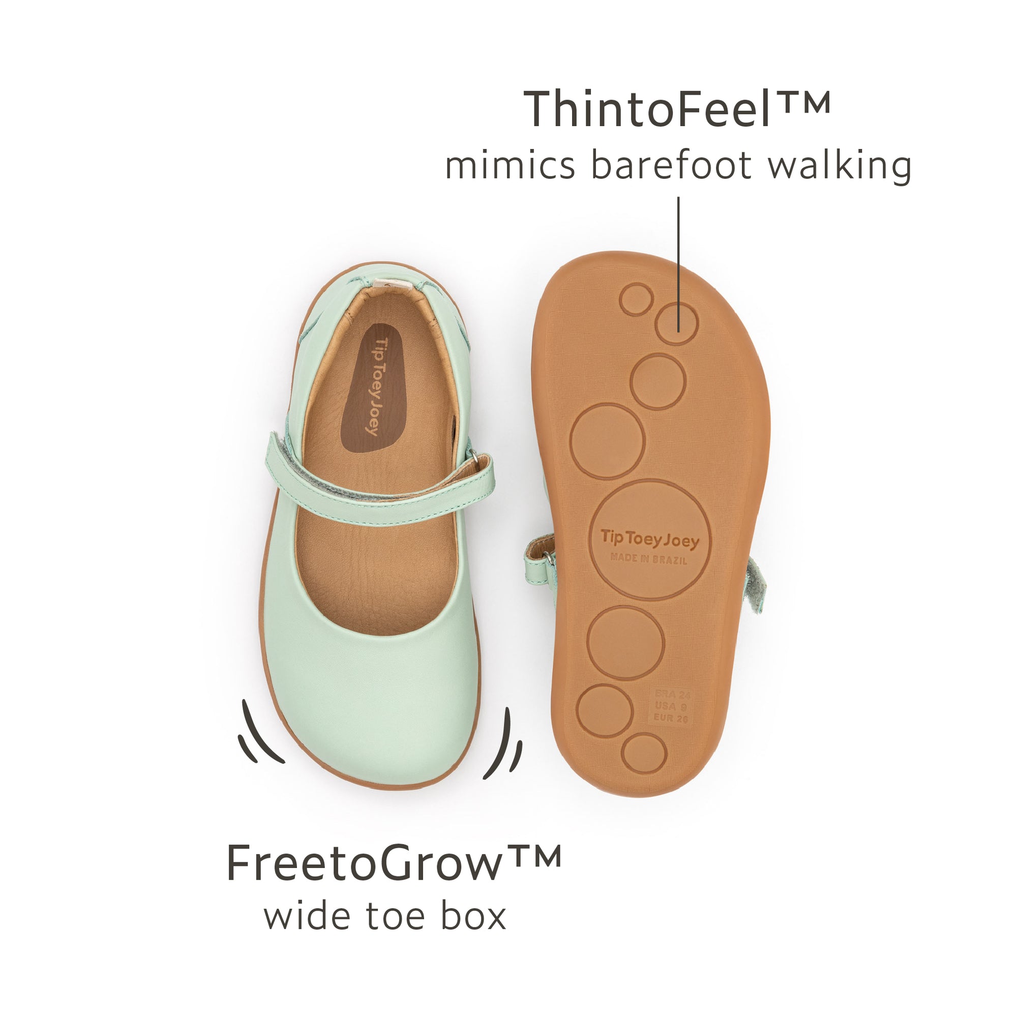 Tip Toey Joey Catch Mary Janes - Mint sole
