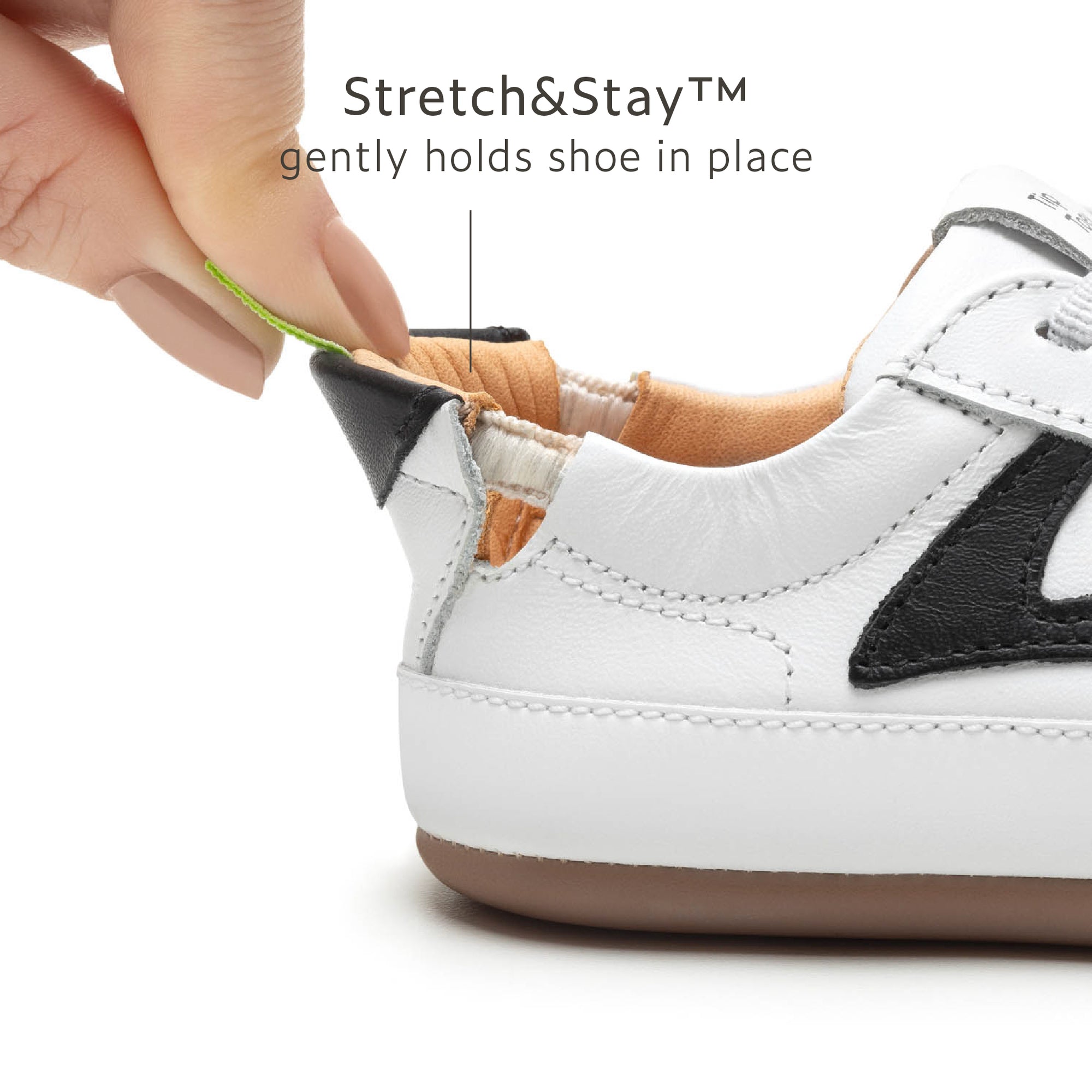 Tip Toey Joey Ground Sneakers - White / Black elastic heel