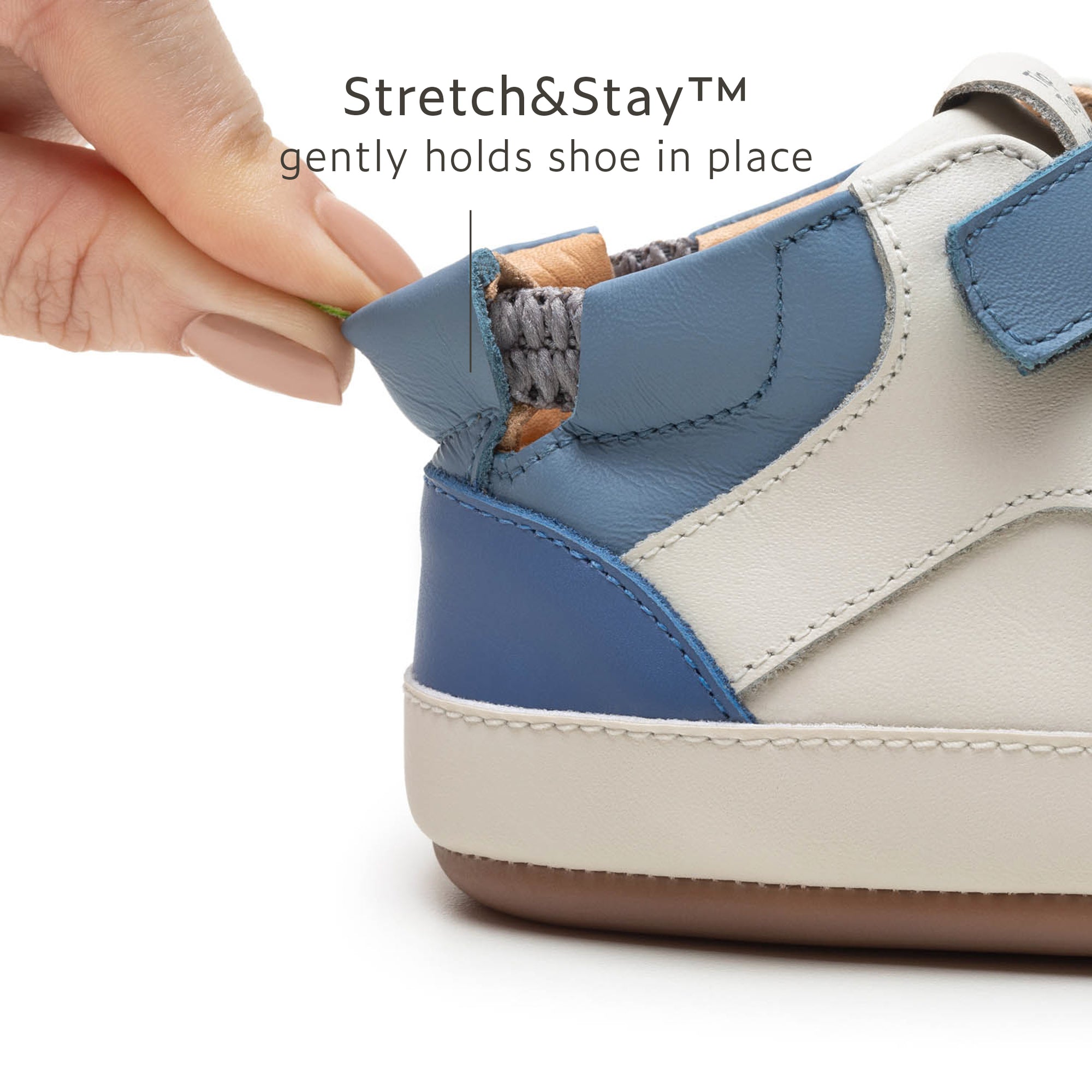 Metropoly Shoes - Tapioca / Blue Tang / Navy elastic heel