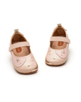 Pair of baby kitten-themed Mary Janes in candy dream pink, showing the cat ear details and wide toe box for infant comfort.