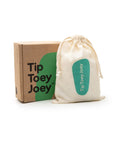 Candy dream kitten baby Mary Janes shown with Tip Toey Joey gift packaging and a signature cotton drawstring bag.