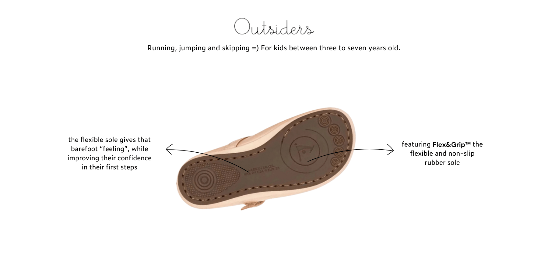 Outsiders shoe featuring Flex&Grip sole for kids