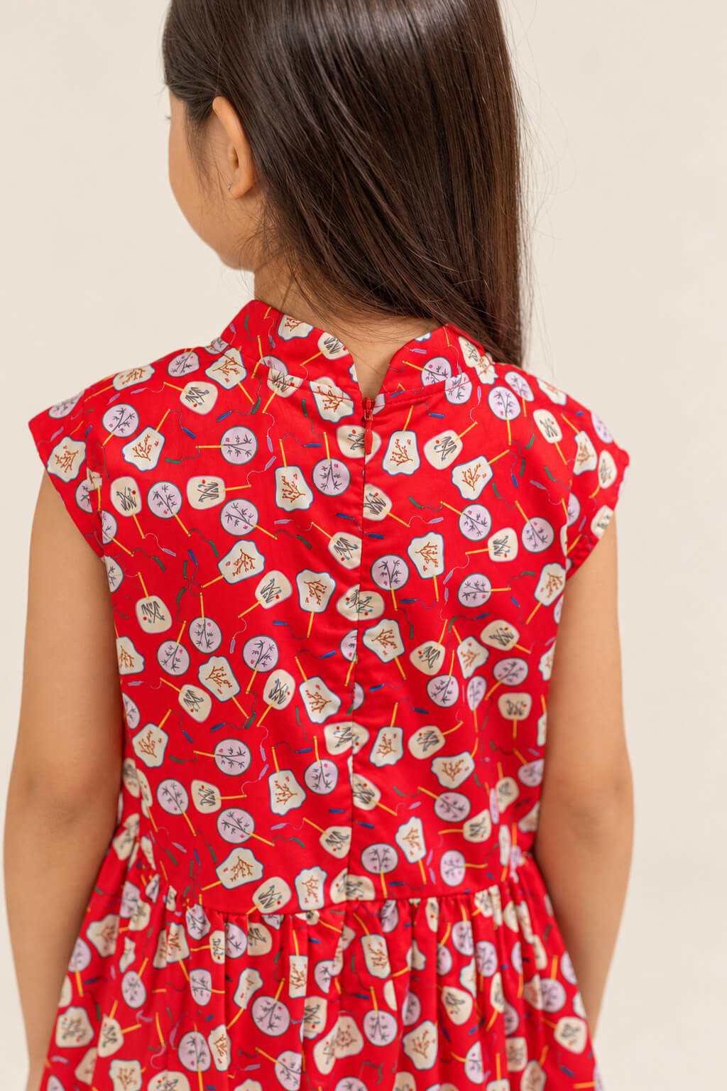 Twirly Cheongsam - Red Fans
