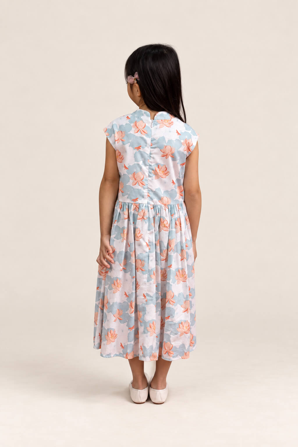 Twirly Cheongsam - Teal Lotus back