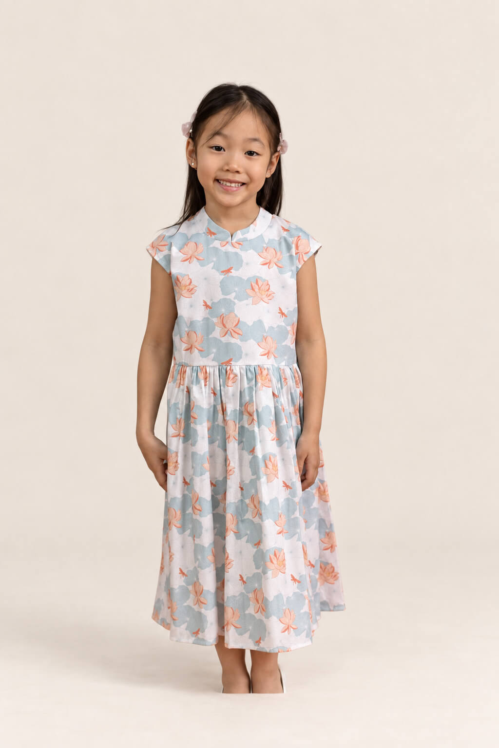 Twirly Cheongsam - Teal Lotus