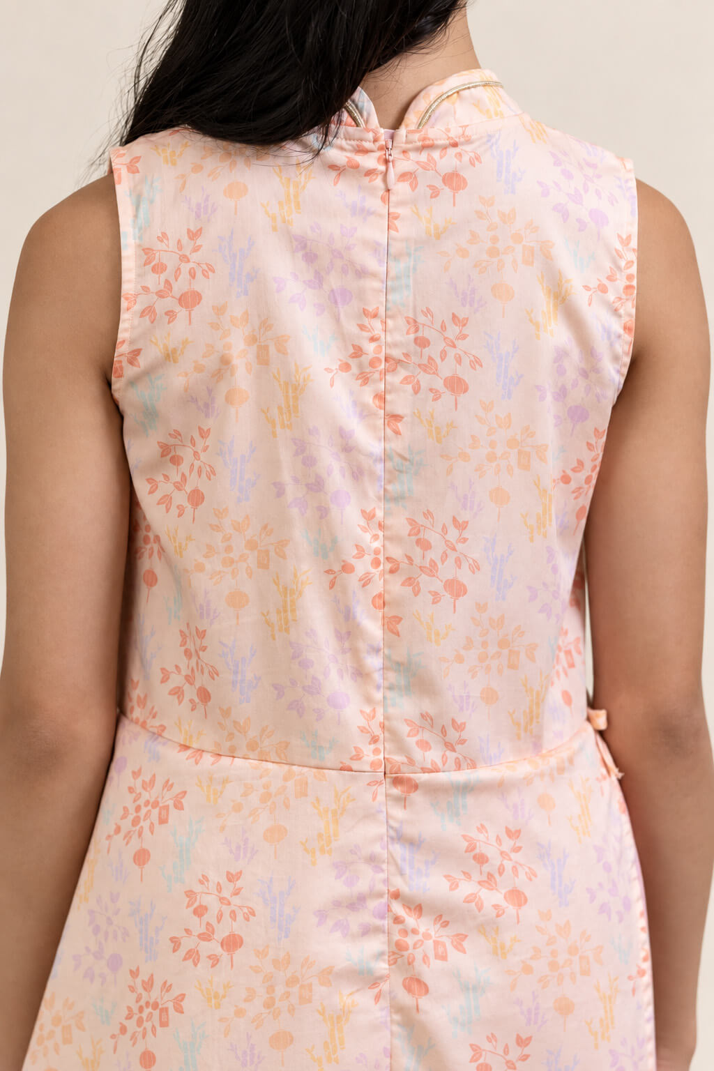Wrap Cheongsam - Pink Floral Bamboo back