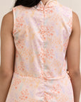 Wrap Cheongsam - Pink Floral Bamboo back