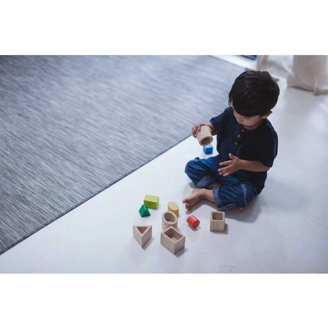 PlanToys Geo Matching Blocks toy in use by child