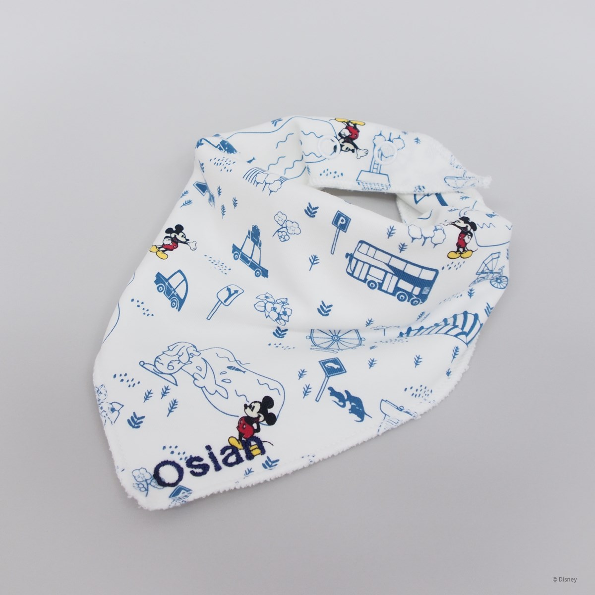 Personalised Mickey Mouse road trip bib for Osian