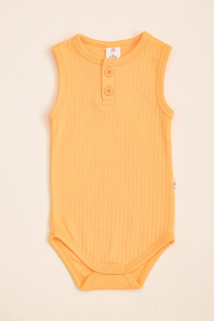 Sleeveless Onesie - Pastel Orange | Baby Clothing Essentials at The Elly Store Singapore